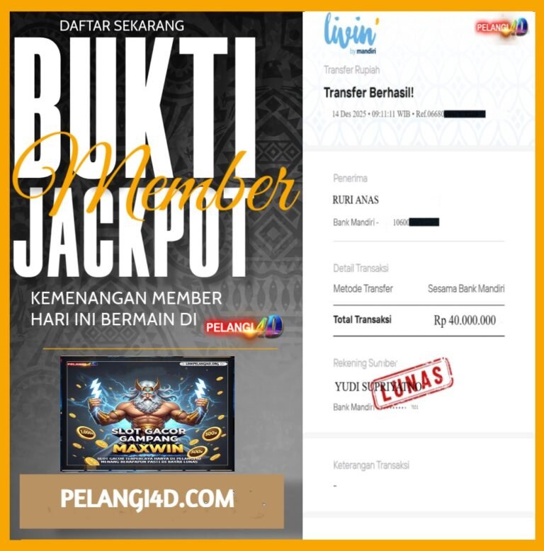 BUKTI KEMENANGAN MEMBER PELANGI4D 14 DESEMBER 2025